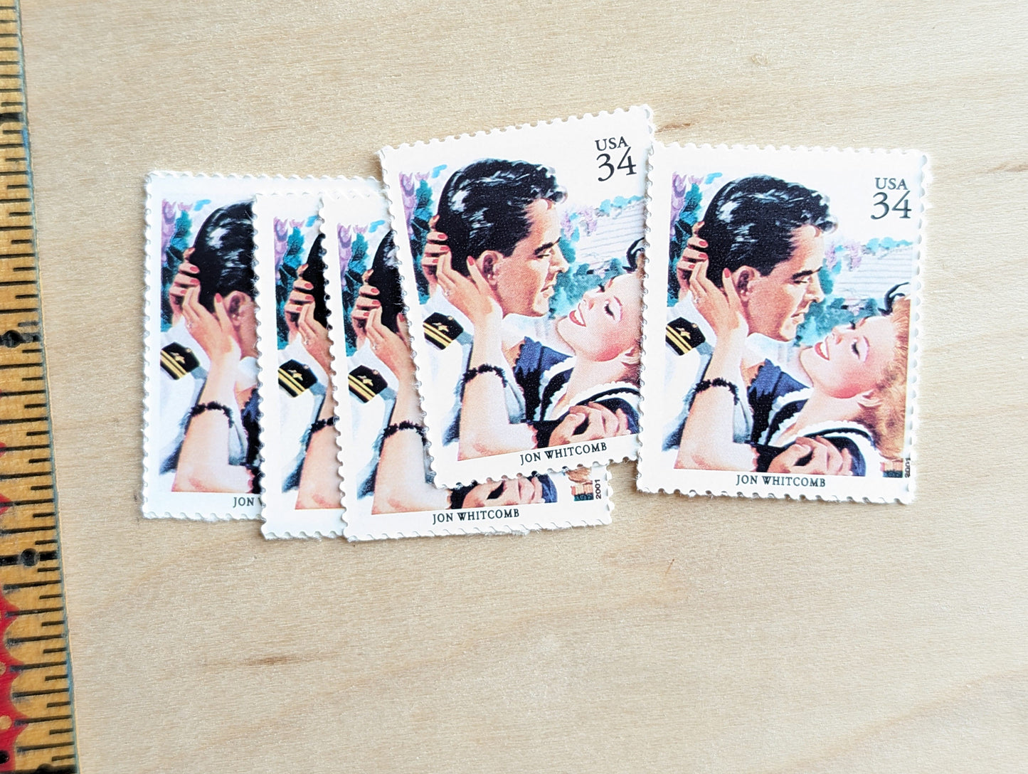 Jon Whitcomb, Back Home For Keeps, Set of 5, Vintage Unused USPS 34 Cent Postage Stamps, American Illustrators Series 2000, Gummed