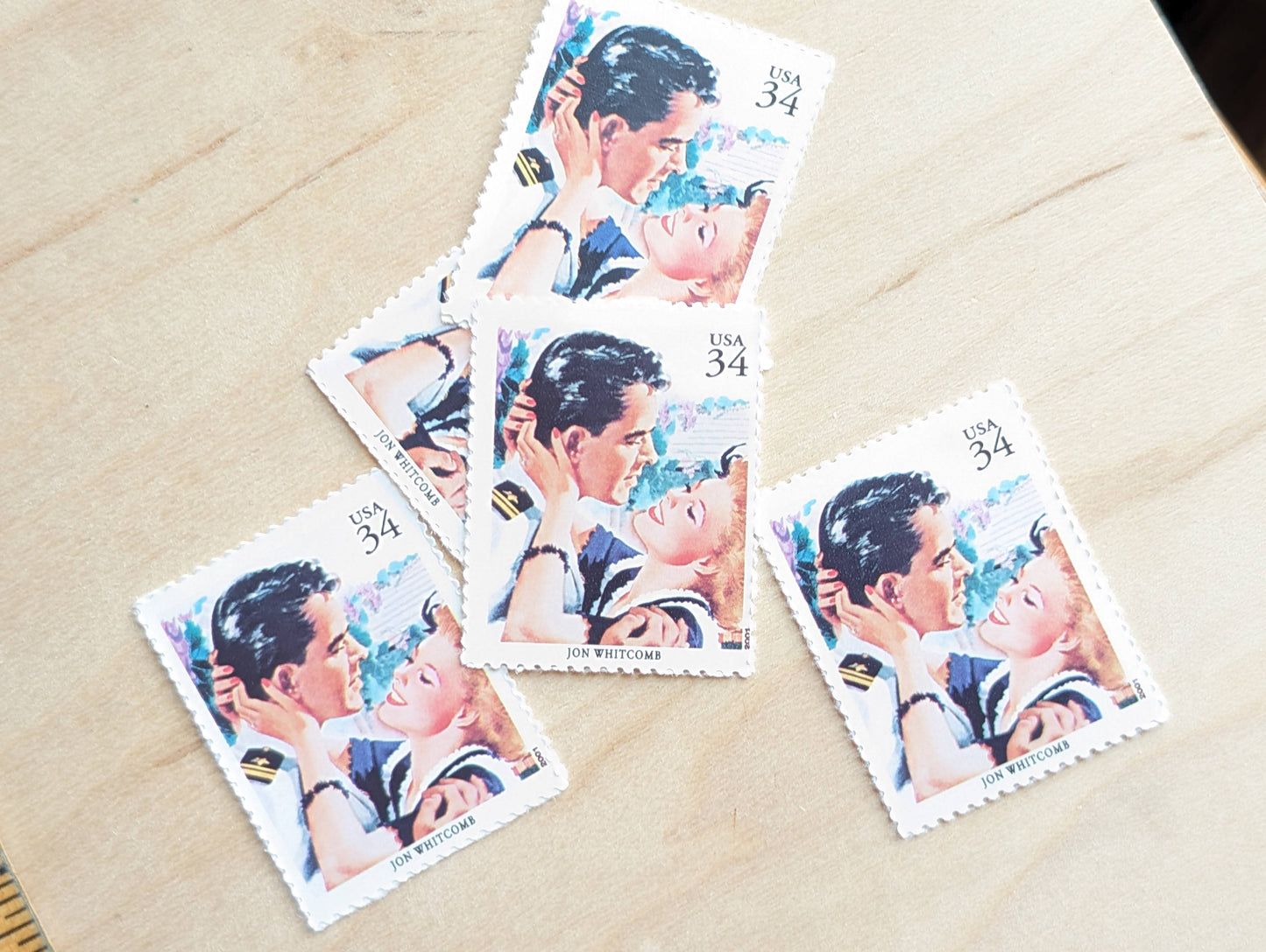 Jon Whitcomb, Back Home For Keeps, Set of 5, Vintage Unused USPS 34 Cent Postage Stamps, American Illustrators Series 2000, Gummed
