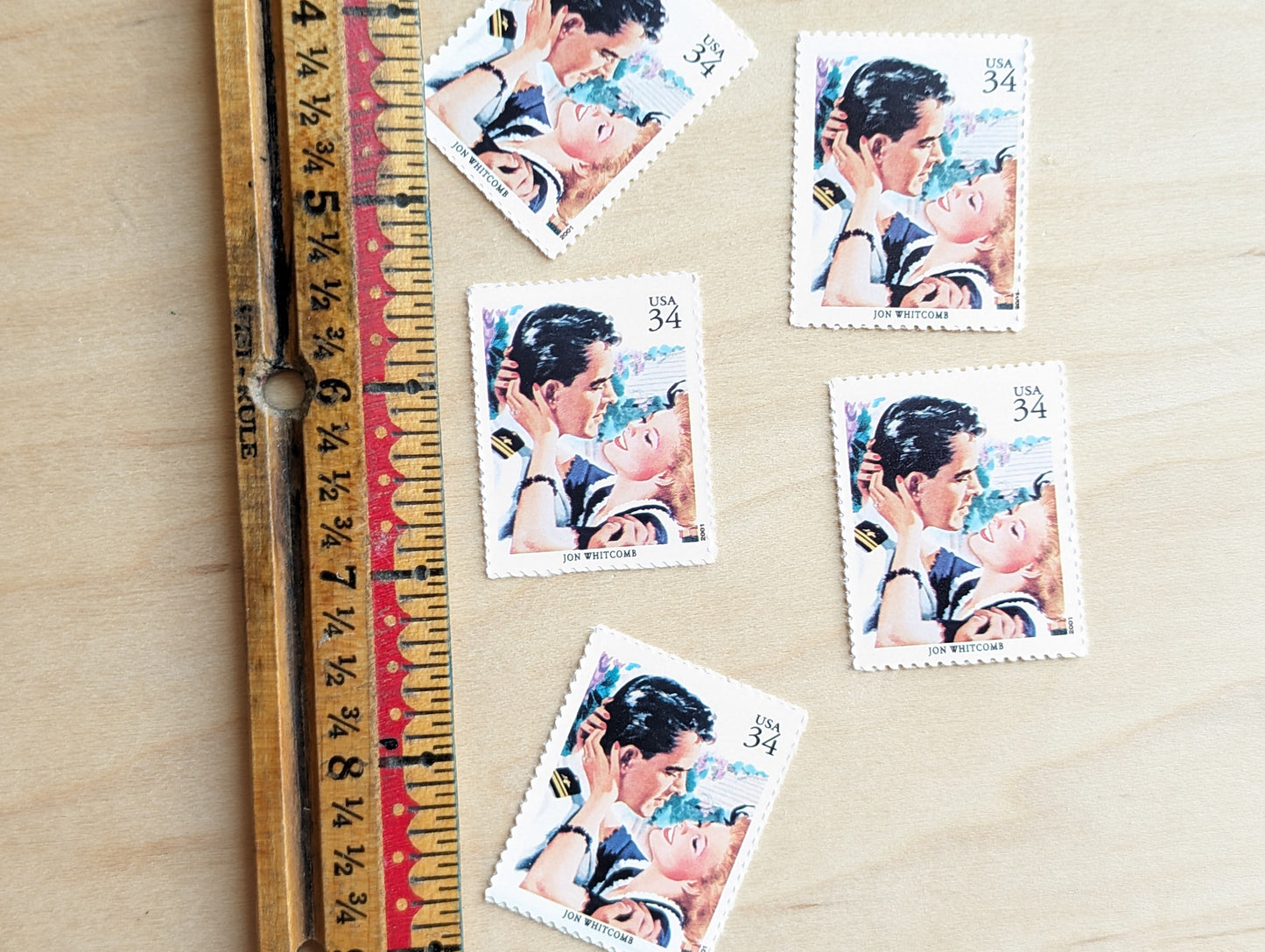Jon Whitcomb, Back Home For Keeps, Set of 5, Vintage Unused USPS 34 Cent Postage Stamps, American Illustrators Series 2000, Gummed
