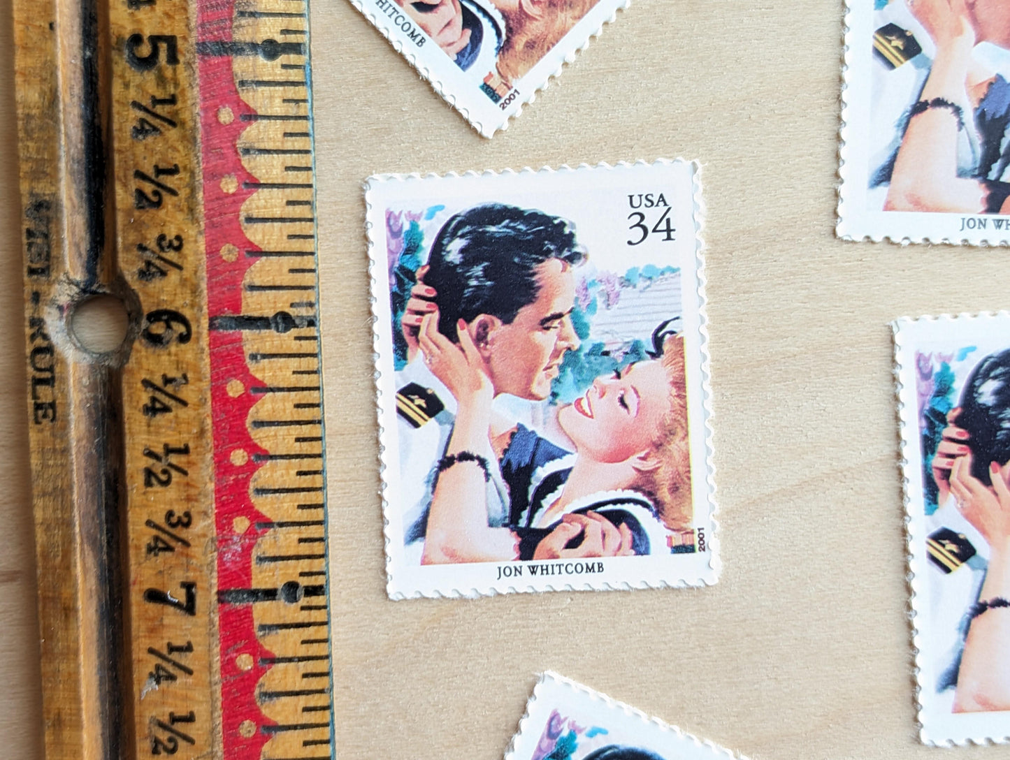 Jon Whitcomb, Back Home For Keeps, Set of 5, Vintage Unused USPS 34 Cent Postage Stamps, American Illustrators Series 2000, Gummed