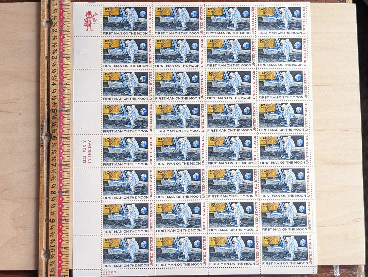 First Man On The Moon, Vintage Unused USPS 10 Cent Postage Stamps, First Man On The Moon Stamps, 1969, Gummed