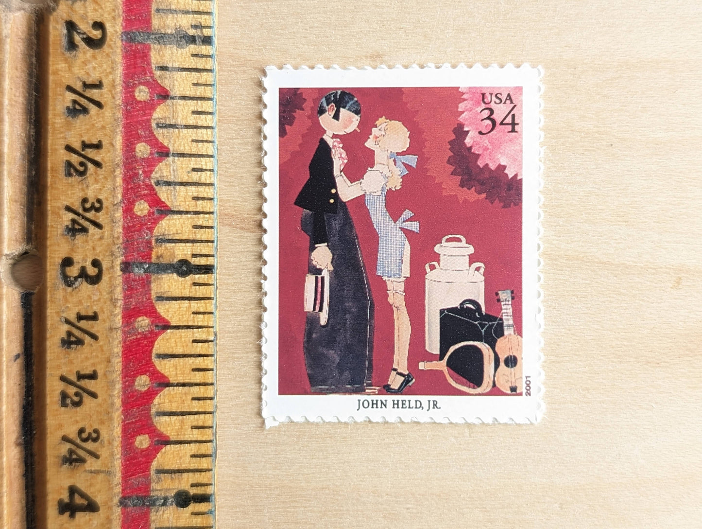 John Held Jr., The Girl He Left Behind, Set of 5, Vintage Unused USPS 34 Cent Postage Stamps, American Illustrators Series 2000, Gummed