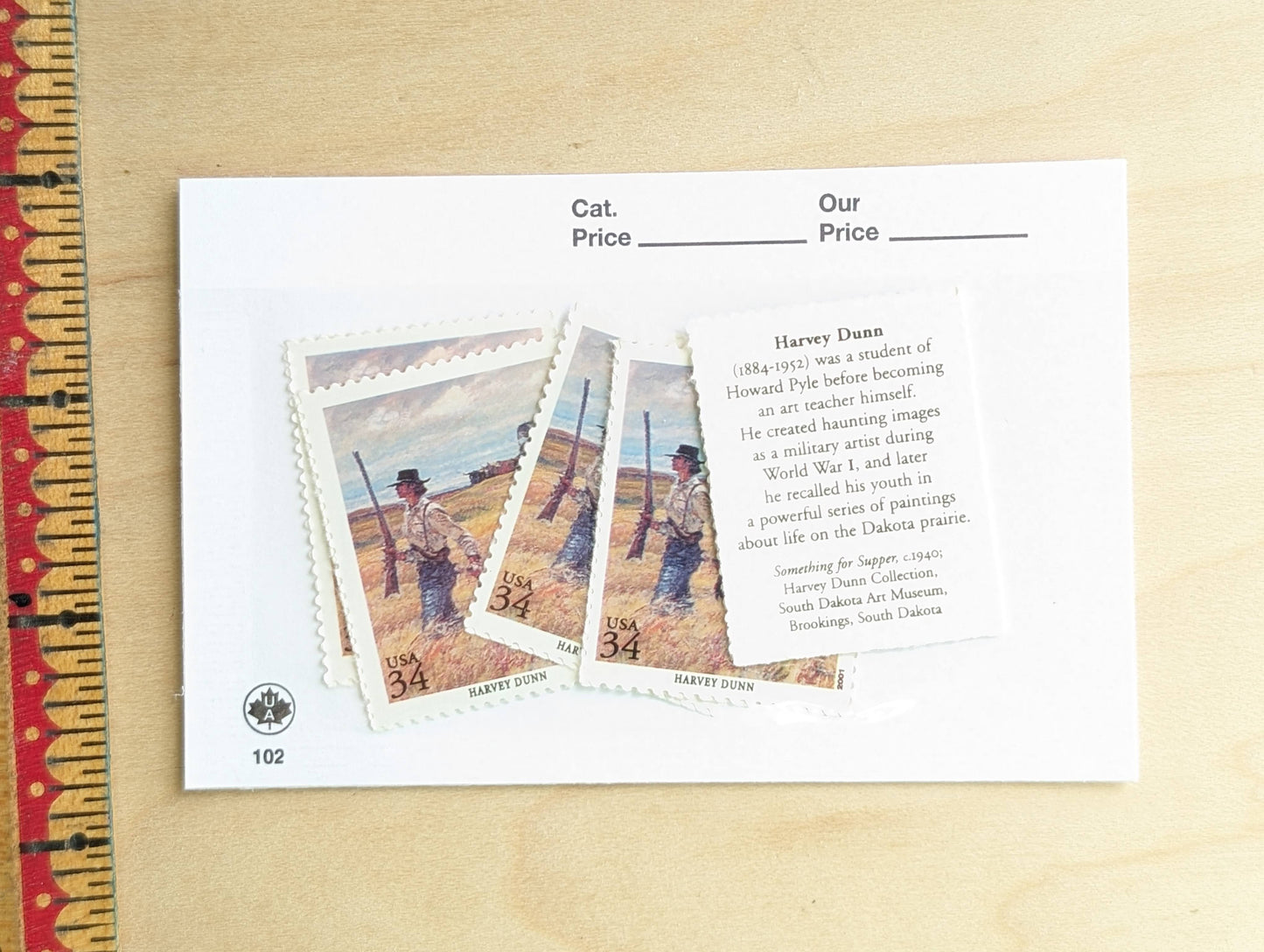Harvey Dunn, Something For Supper, Set of 5, Vintage Unused USPS 34 Cent Postage Stamps, American Illustrators Series 2000, Gummed