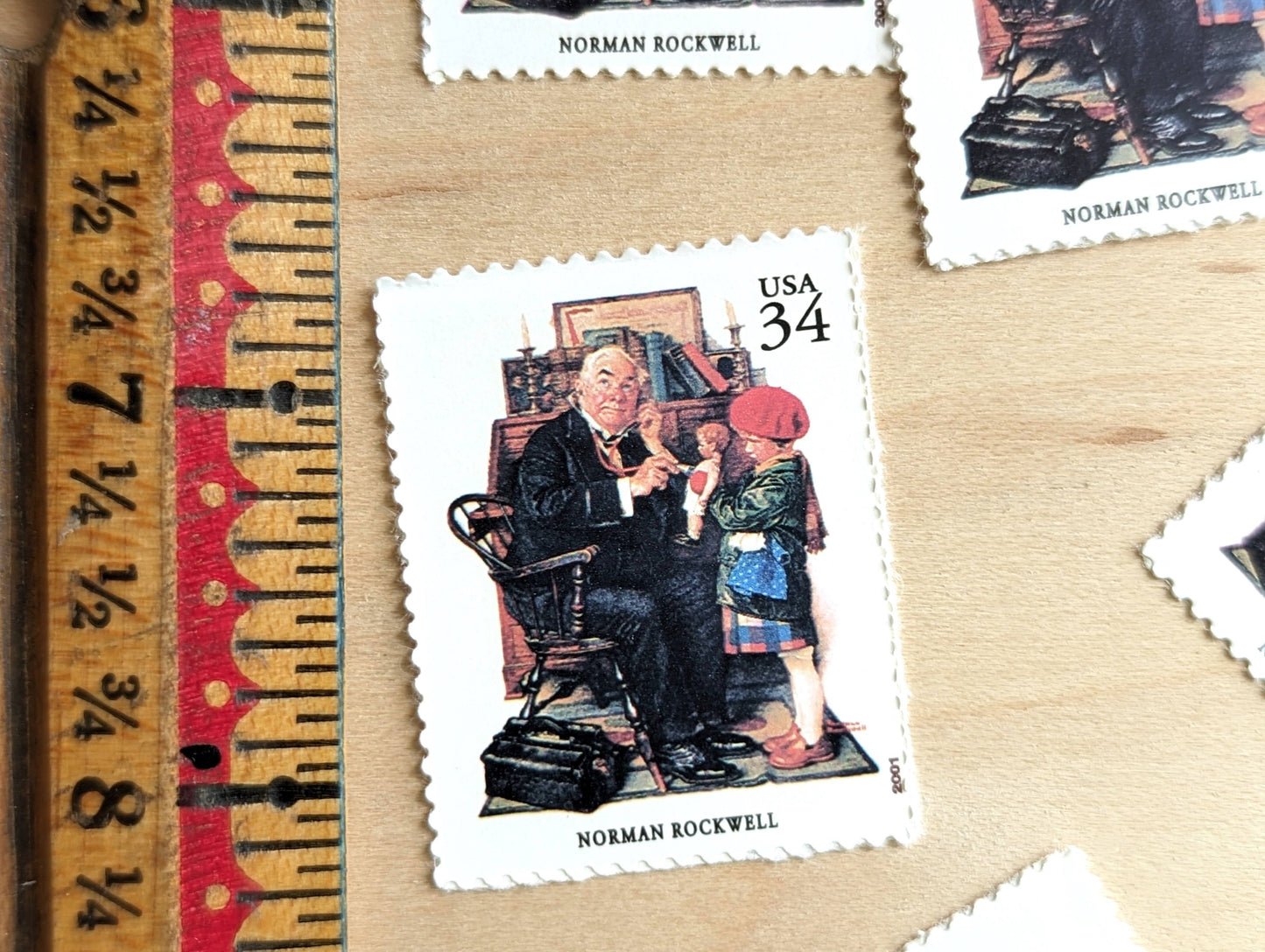 Norman Rockwell, The Saturday Evening Post, Set of 5, Vintage Unused USPS 34 Cent Postage Stamps, American Illustrators Series 2000, Gummed