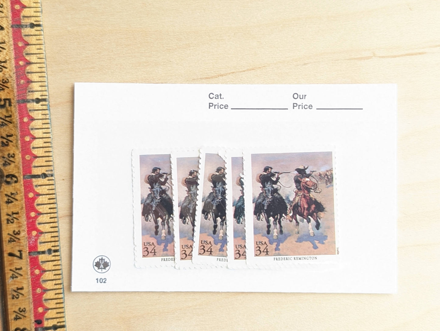 Frederic Remington, A Dash for the Timber, Set of 5, Vintage Unused USPS 34 Cent Postage Stamps, American Illustrators Series 2000, Gummed