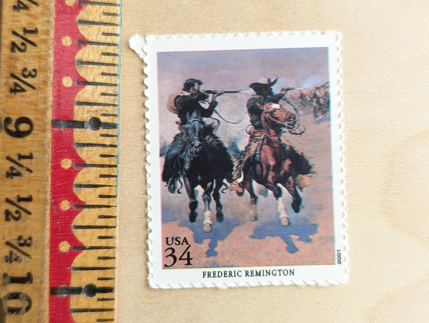 Frederic Remington, A Dash for the Timber, Set of 5, Vintage Unused USPS 34 Cent Postage Stamps, American Illustrators Series 2000, Gummed