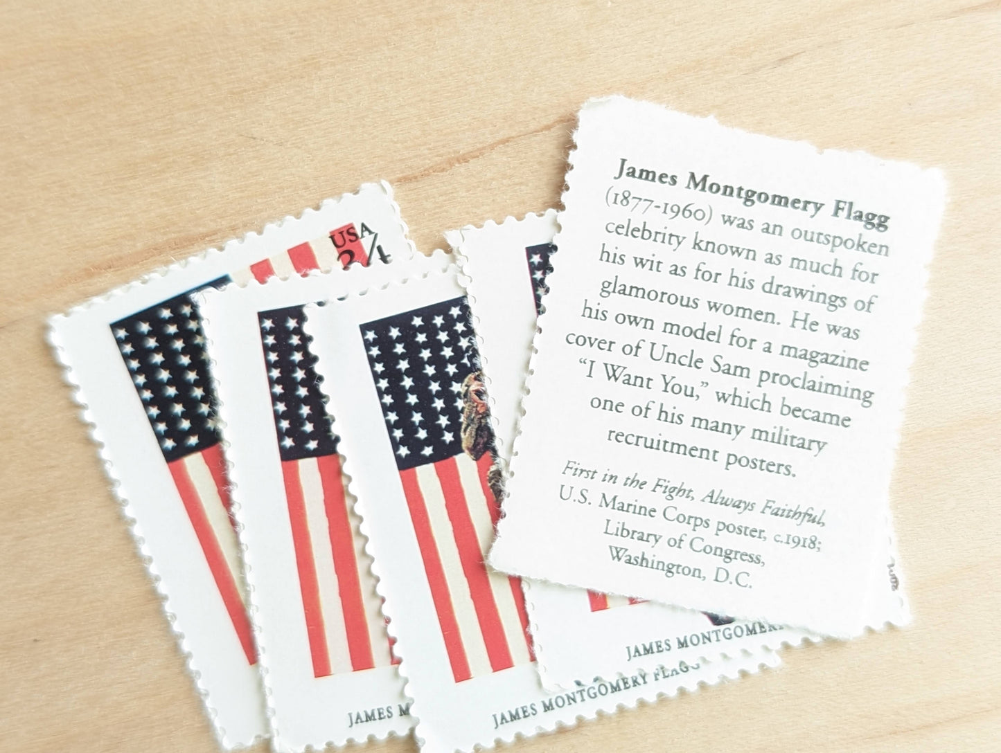 James Montgomery Flagg, First In the Fight Always Faithful, Set of 5, Vintage Unused USPS 34 Cent Postage Stamps, American Illustrators Series 2000, Gummed
