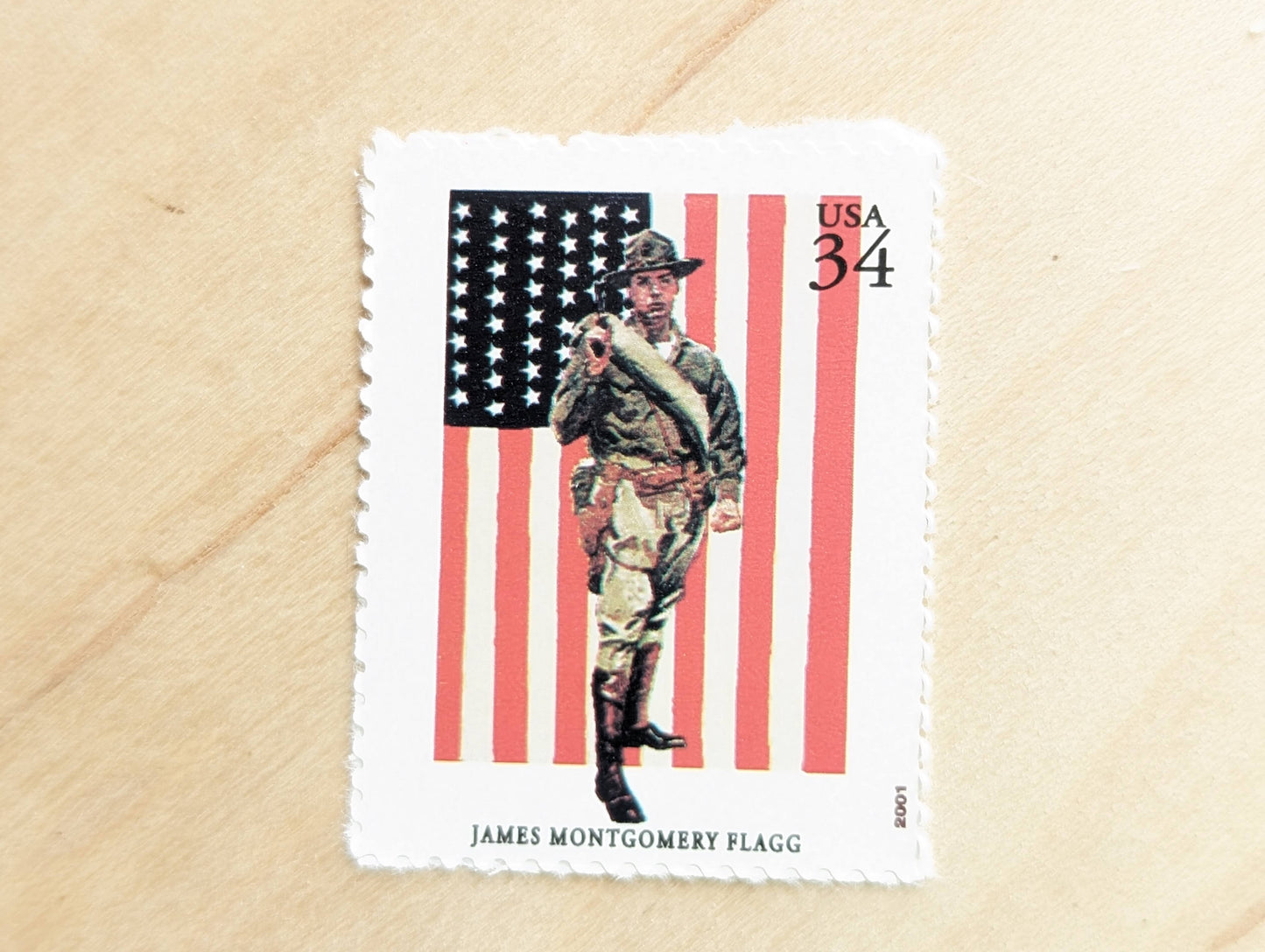 James Montgomery Flagg, First In the Fight Always Faithful, Set of 5, Vintage Unused USPS 34 Cent Postage Stamps, American Illustrators Series 2000, Gummed