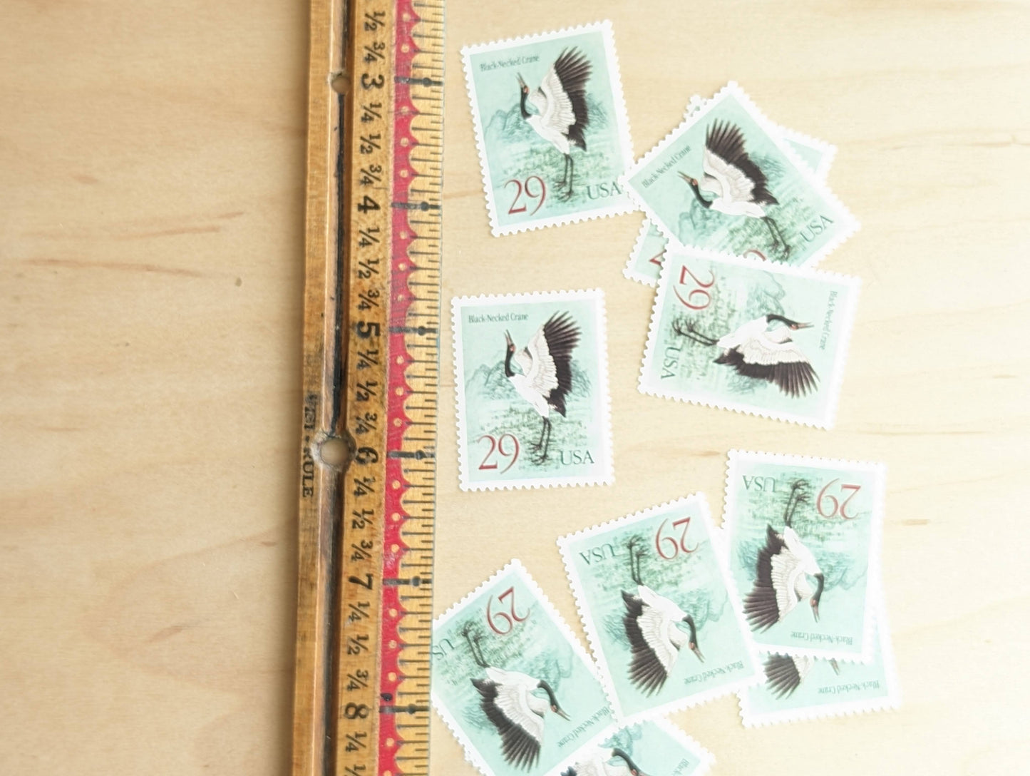 Black-Necked Crane Stamps, Set of 10, Vintage Unused USPS 29 Cent Postage Stamps, Animal Stamps 1994, Gummed