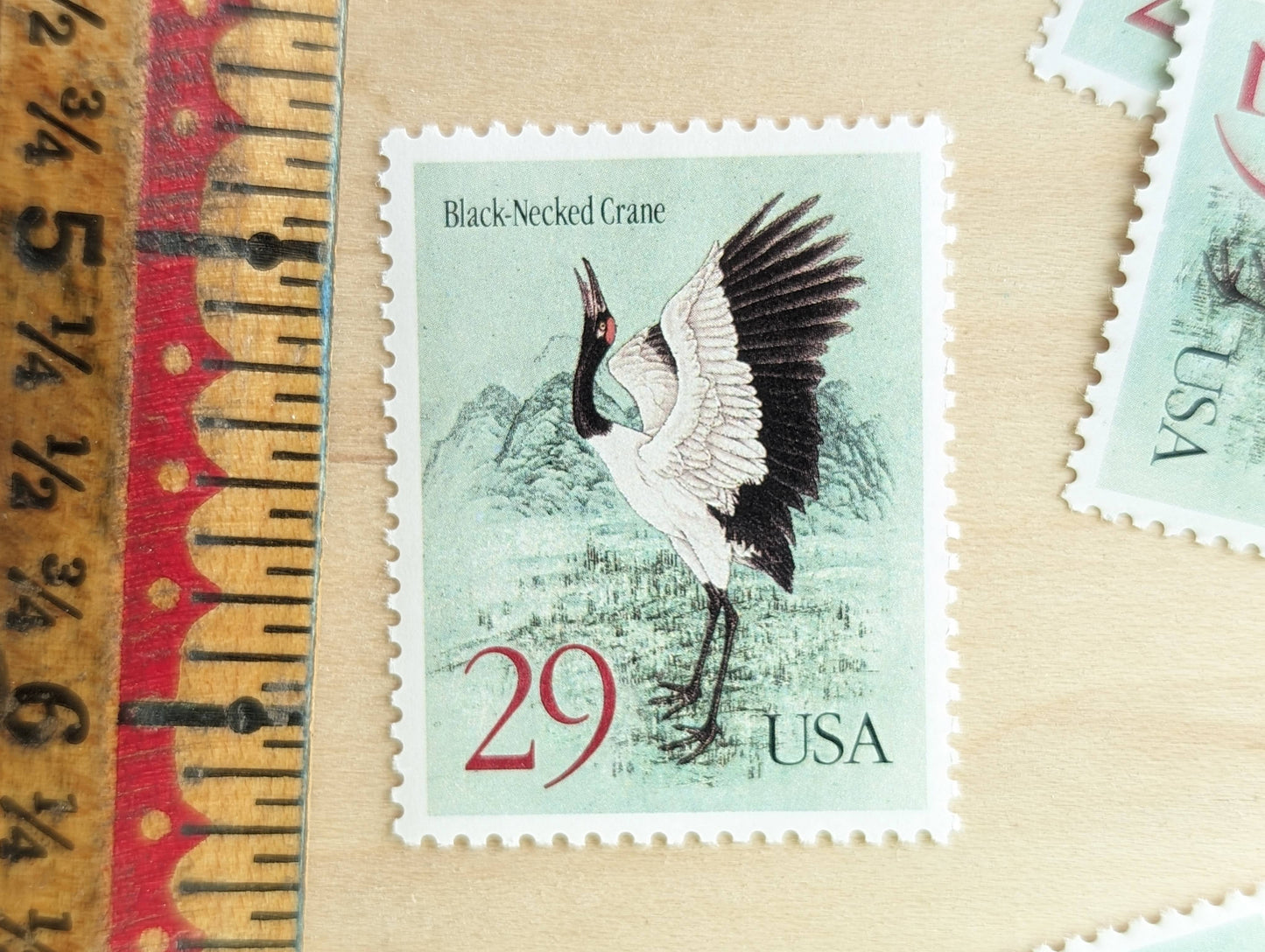 Black-Necked Crane Stamps, Set of 10, Vintage Unused USPS 29 Cent Postage Stamps, Animal Stamps 1994, Gummed