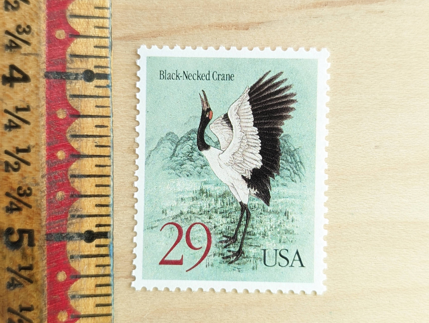 Black-Necked Crane Stamps, Set of 10, Vintage Unused USPS 29 Cent Postage Stamps, Animal Stamps 1994, Gummed