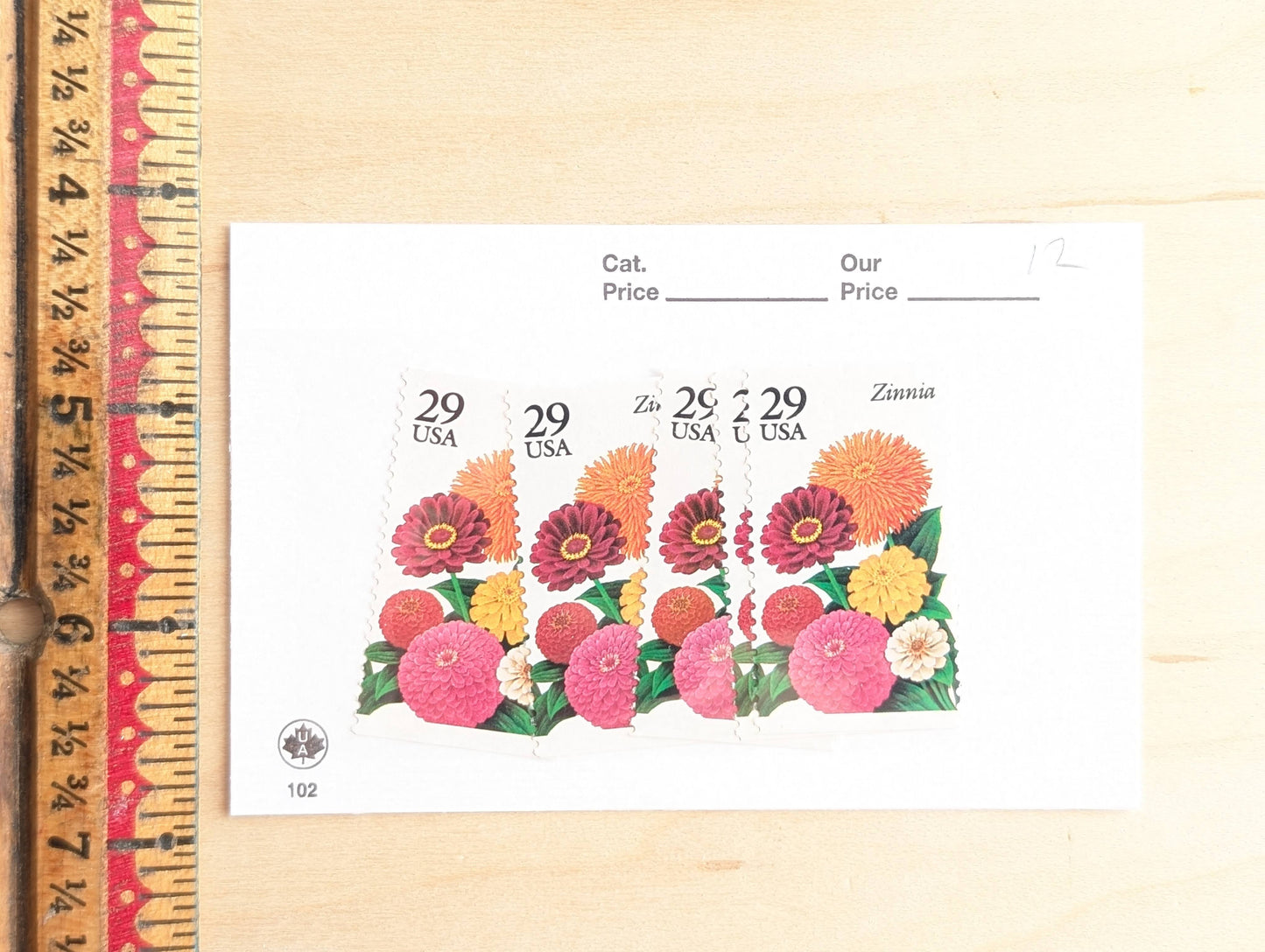 Zinnia Stamps, Set of 5, Vintage Unused USPS 29 Cent Postage Stamps, Flower Stamps 1993, Gummed
