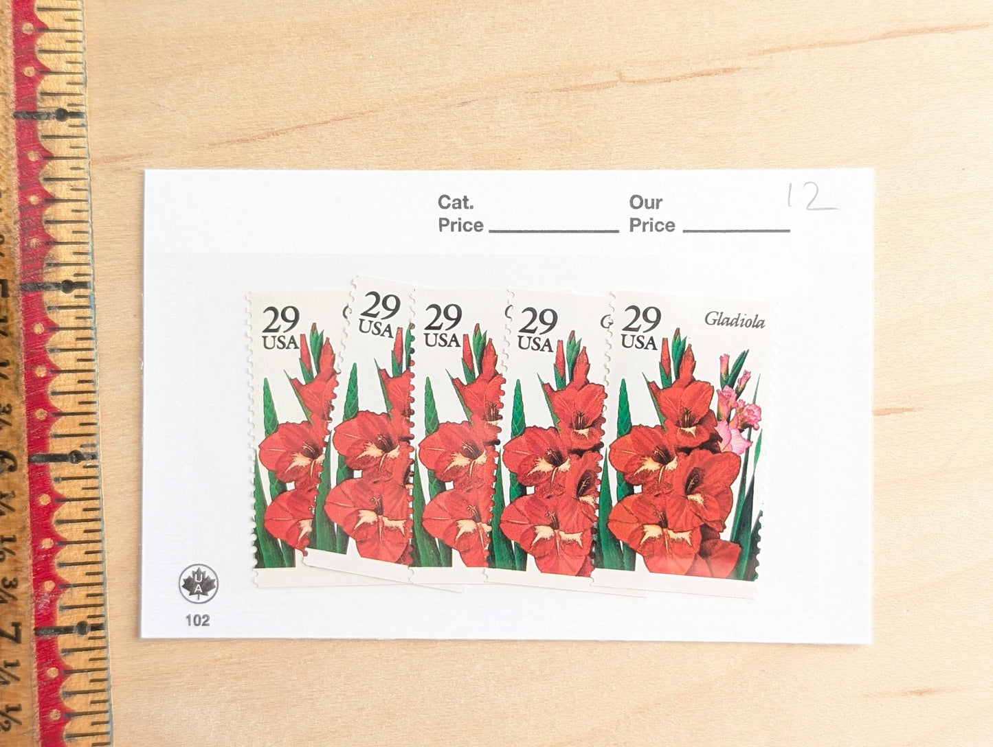 Gladiola Stamps, Set of 5, Vintage Unused USPS 29 Cent Postage Stamps, Flower Stamps 1993, Gummed