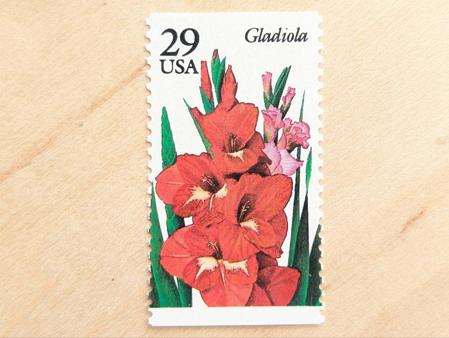 Gladiola Stamps, Set of 5, Vintage Unused USPS 29 Cent Postage Stamps, Flower Stamps 1993, Gummed