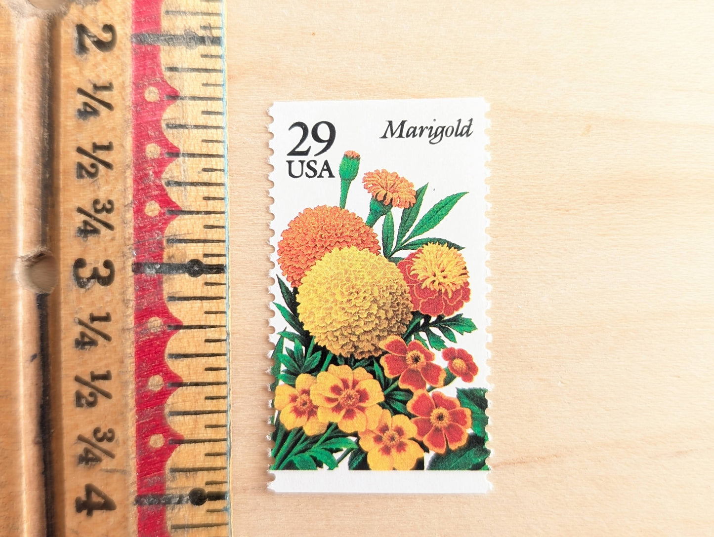 Marigold Stamps, Set of 5, Vintage Unused USPS 29 Cent Postage Stamps, Flower Stamps 1993, Gummed