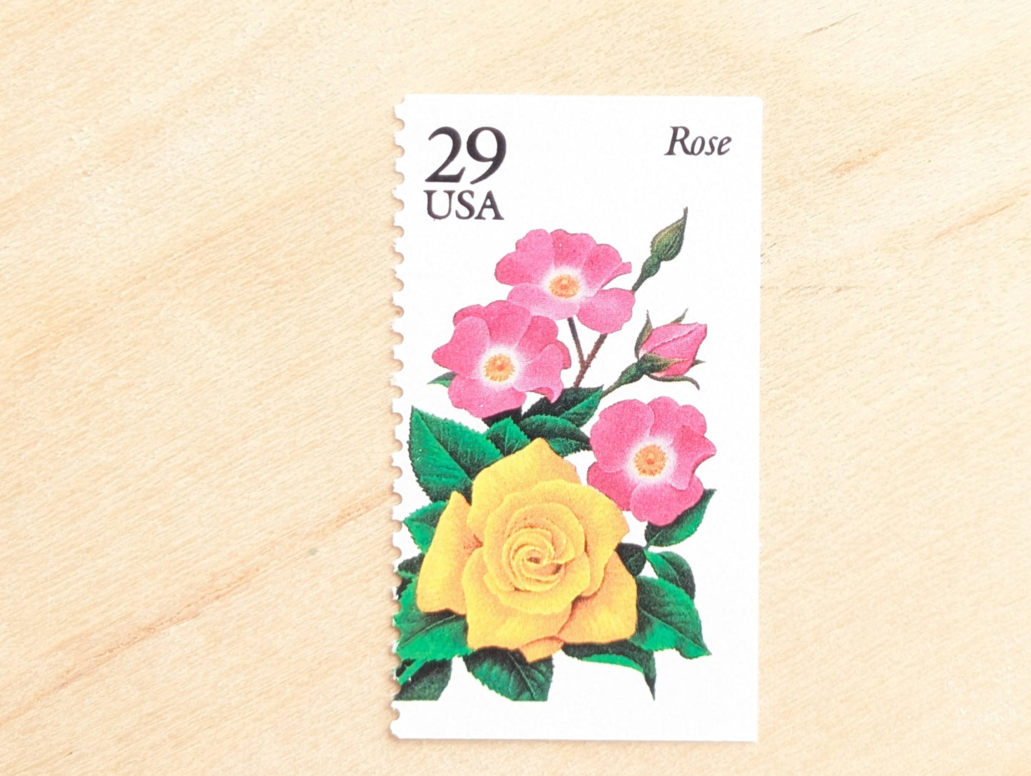 Rose Stamps, Set of 5, Vintage Unused USPS 29 Cent Postage Stamps, Flower Stamps 1993, Gummed