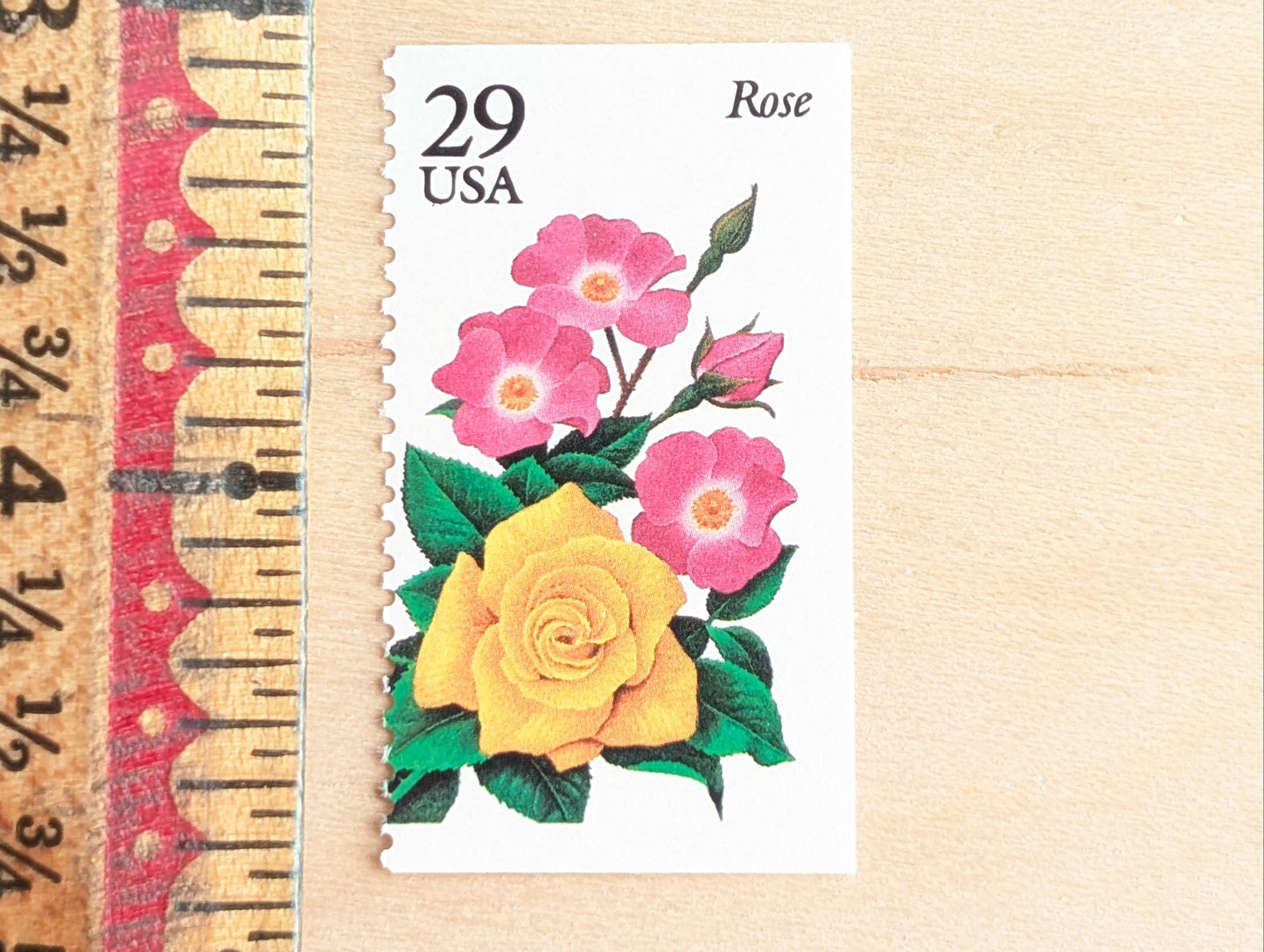 Rose Stamps, Set of 5, Vintage Unused USPS 29 Cent Postage Stamps, Flower Stamps 1993, Gummed