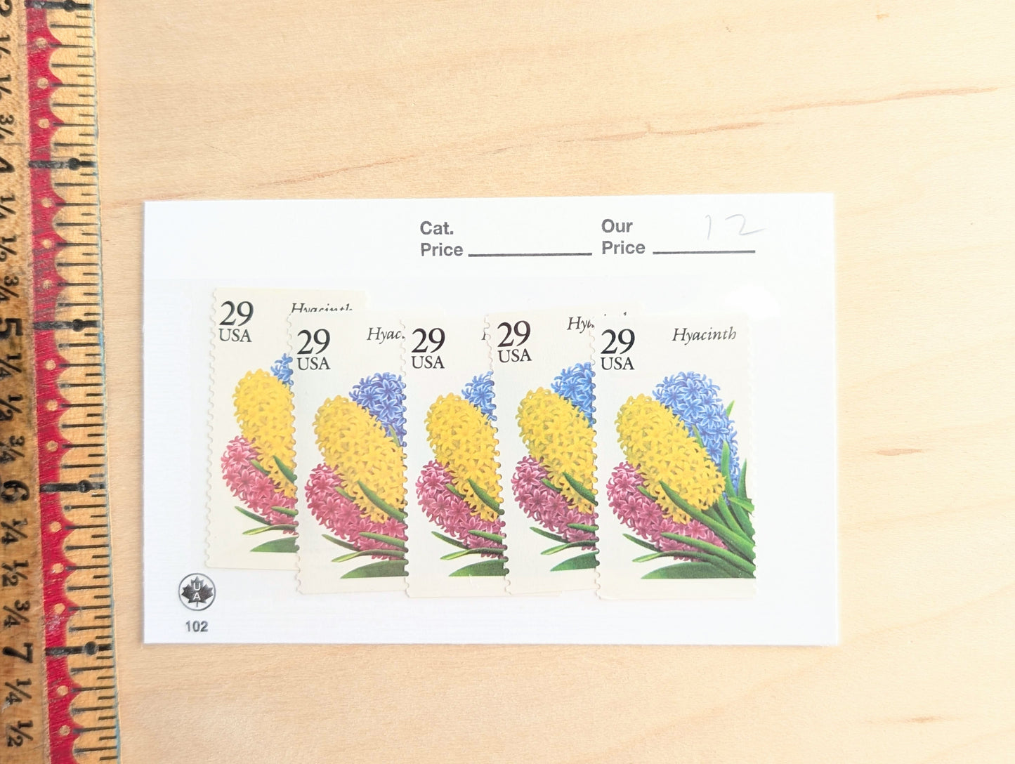 Hyacinth Stamps, Set of 5, Vintage Unused USPS 29 Cent Postage Stamps, Flower Stamps 1993, Gummed