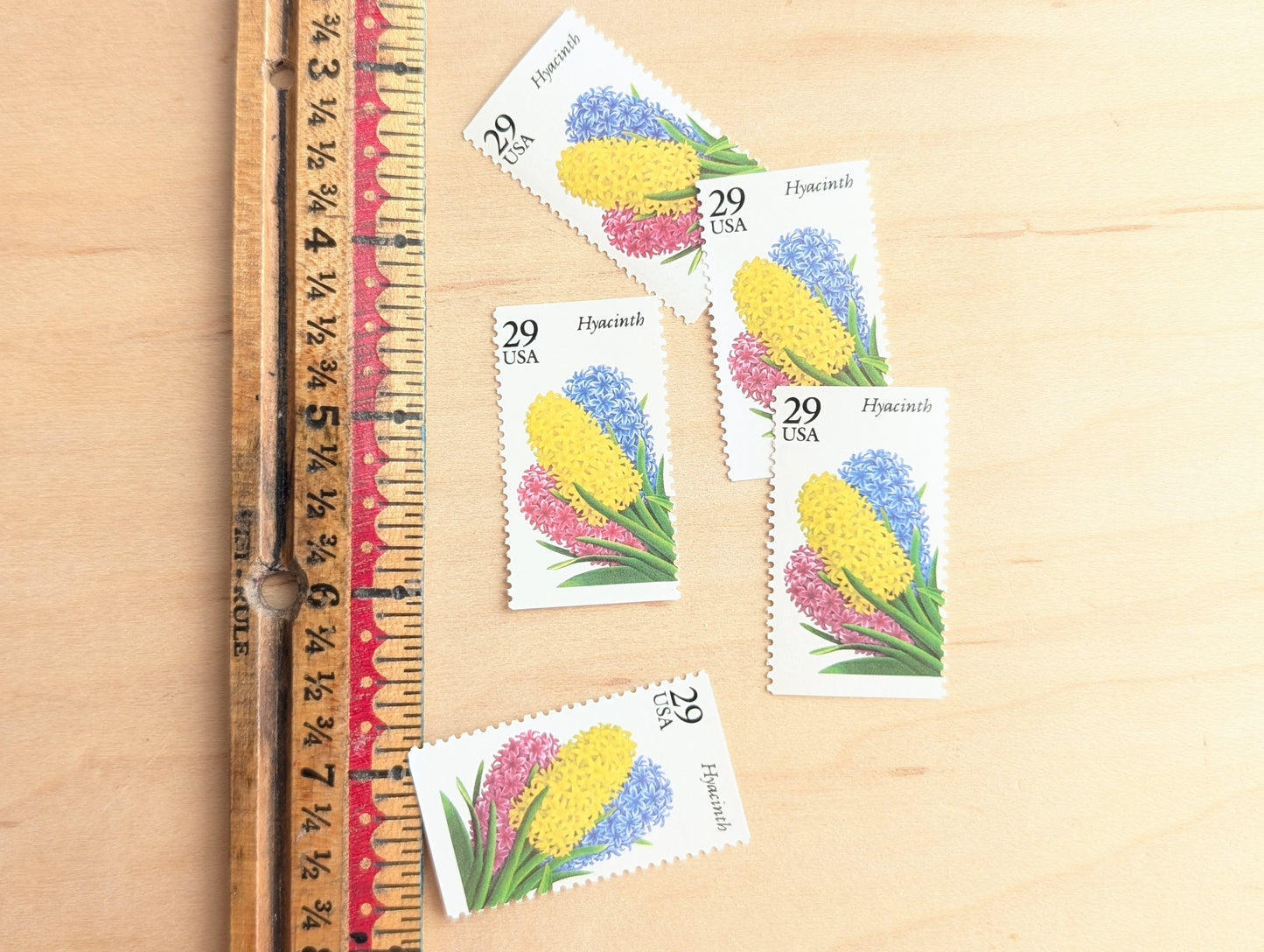 Hyacinth Stamps, Set of 5, Vintage Unused USPS 29 Cent Postage Stamps, Flower Stamps 1993, Gummed