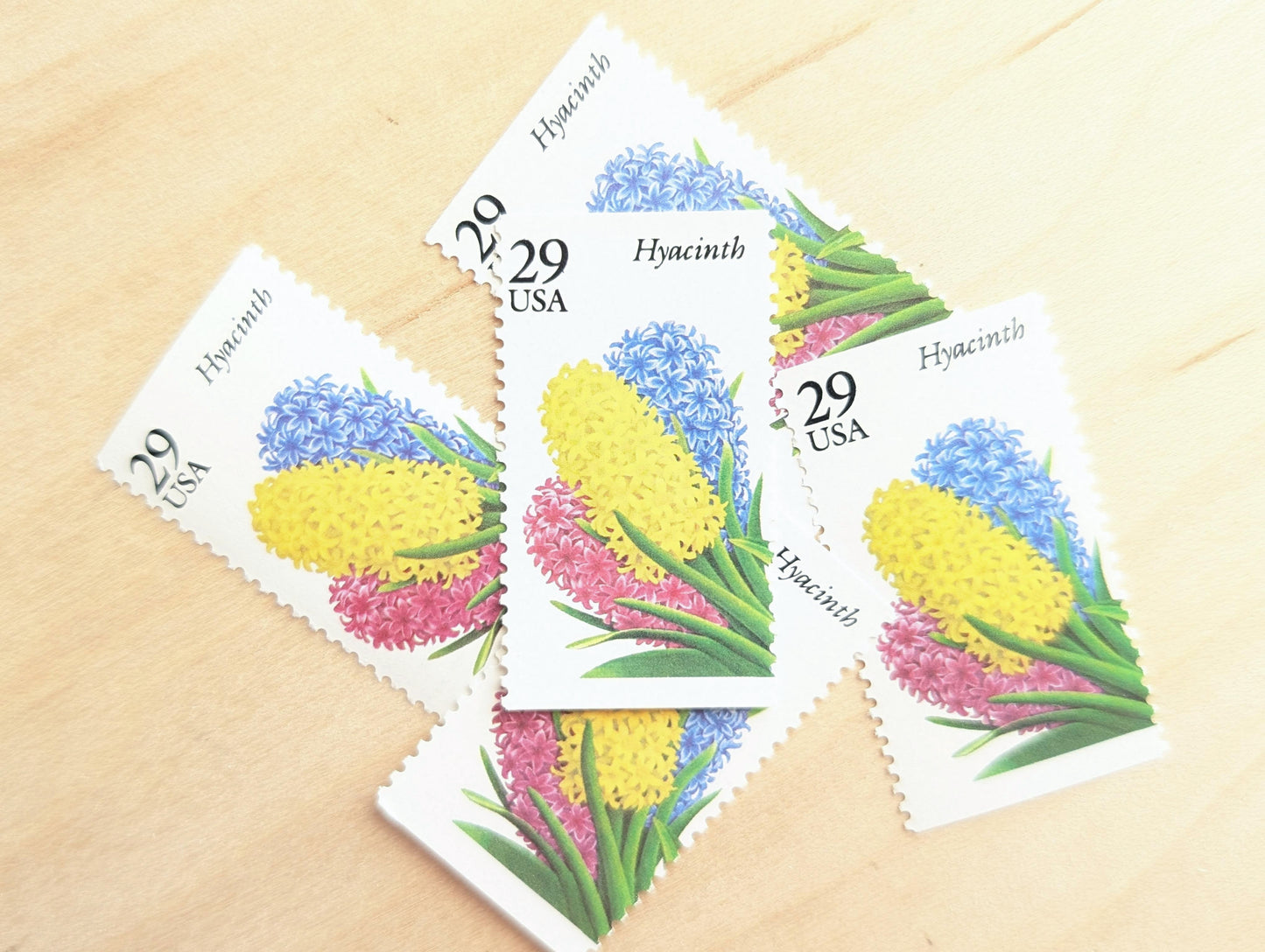 Hyacinth Stamps, Set of 5, Vintage Unused USPS 29 Cent Postage Stamps, Flower Stamps 1993, Gummed