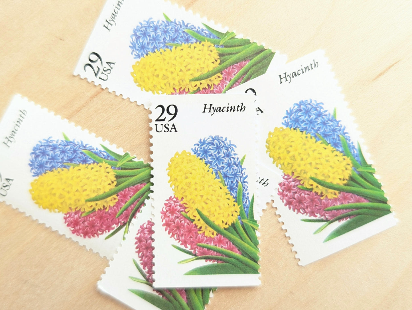 Hyacinth Stamps, Set of 5, Vintage Unused USPS 29 Cent Postage Stamps, Flower Stamps 1993, Gummed