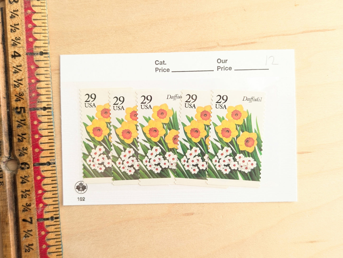 Daffodil Stamps, Set of 5, Vintage Unused USPS 29 Cent Postage Stamps, Flower Stamps 1993, Gummed