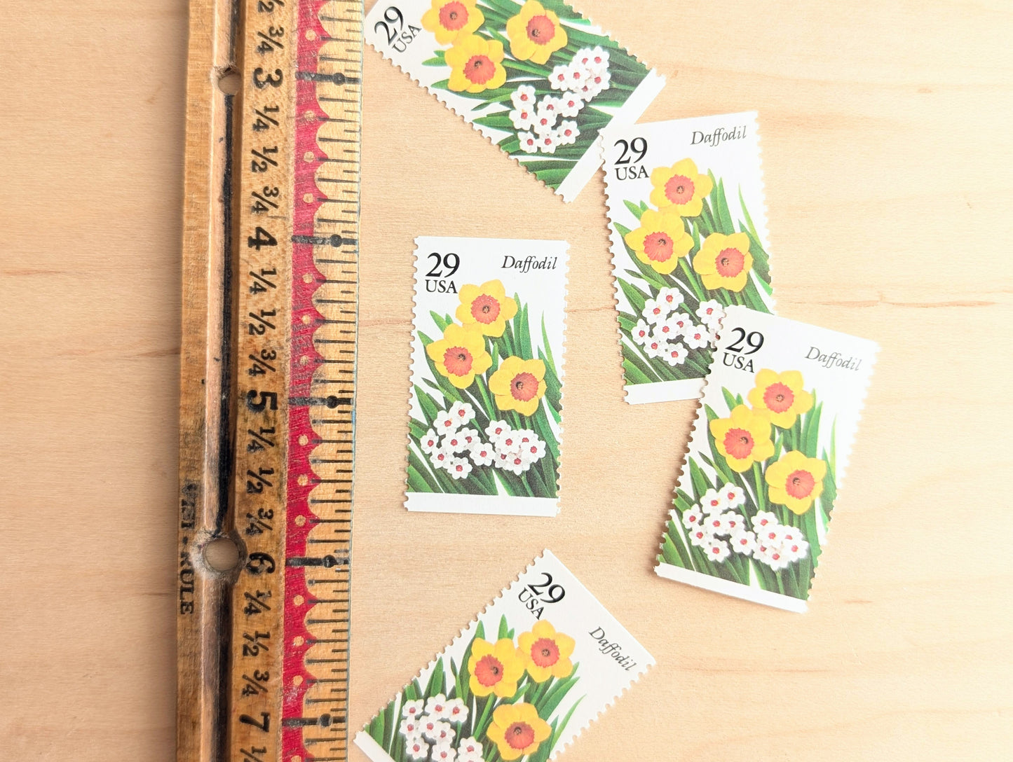 Daffodil Stamps, Set of 5, Vintage Unused USPS 29 Cent Postage Stamps, Flower Stamps 1993, Gummed