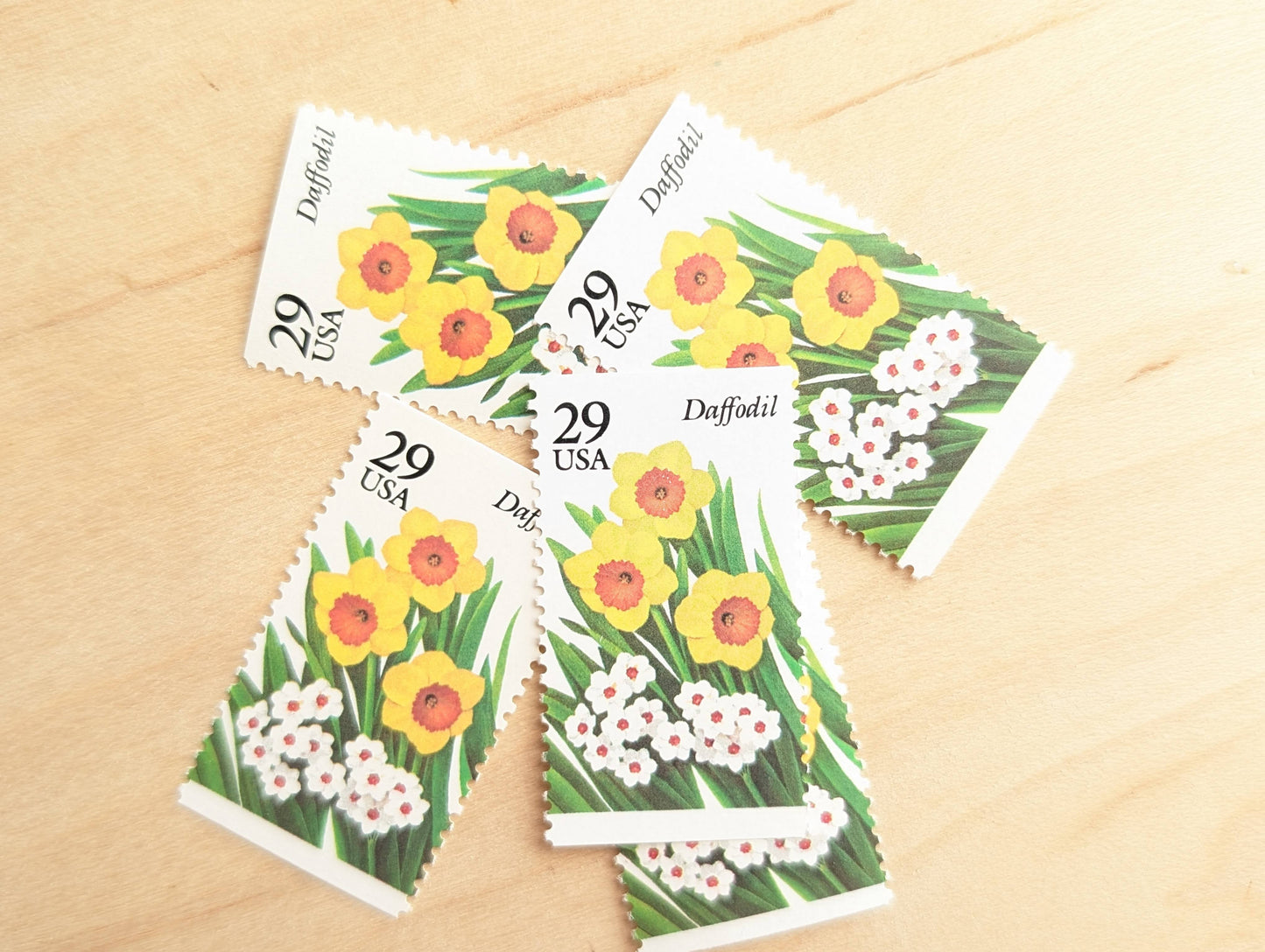Daffodil Stamps, Set of 5, Vintage Unused USPS 29 Cent Postage Stamps, Flower Stamps 1993, Gummed