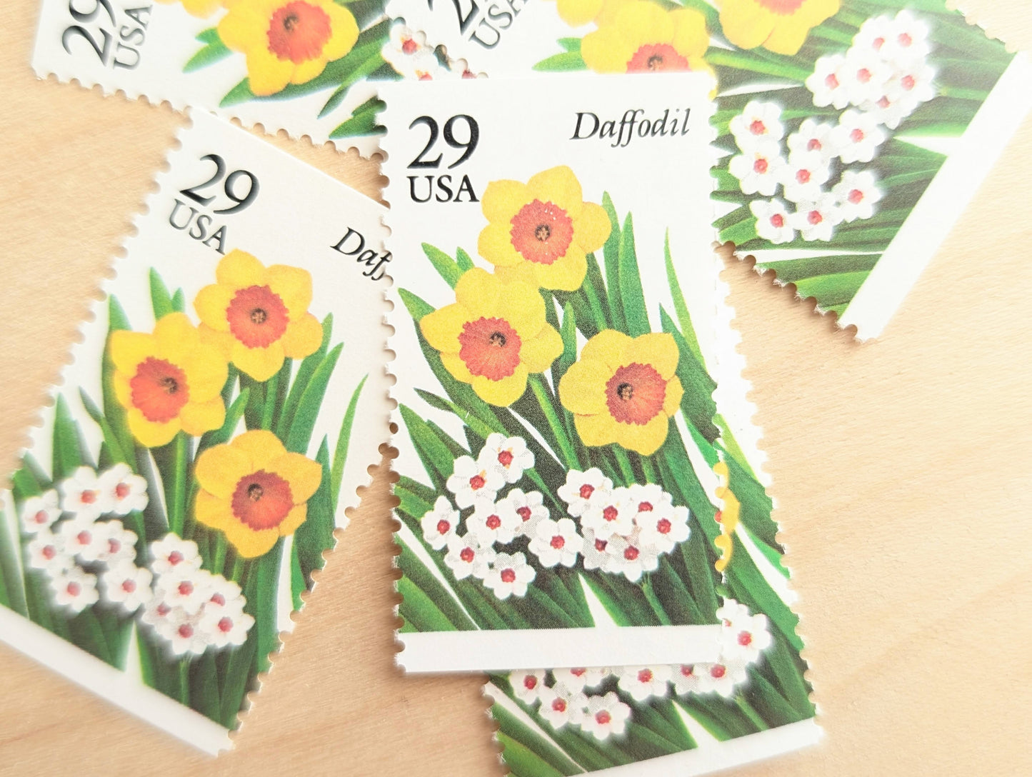 Daffodil Stamps, Set of 5, Vintage Unused USPS 29 Cent Postage Stamps, Flower Stamps 1993, Gummed