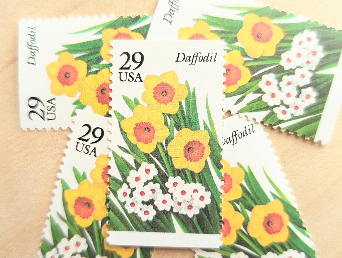 Daffodil Stamps, Set of 5, Vintage Unused USPS 29 Cent Postage Stamps, Flower Stamps 1993, Gummed