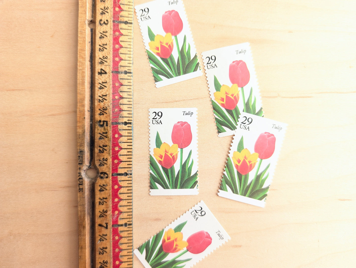 Tulip Stamps, Set of 5, Vintage Unused USPS 29 Cent Postage Stamps, Flower Stamps 1993, Gummed