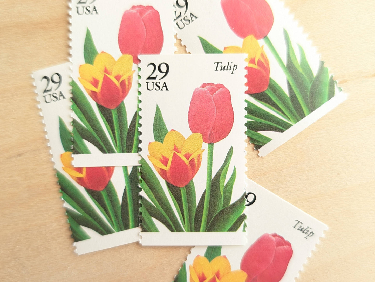 Tulip Stamps, Set of 5, Vintage Unused USPS 29 Cent Postage Stamps, Flower Stamps 1993, Gummed