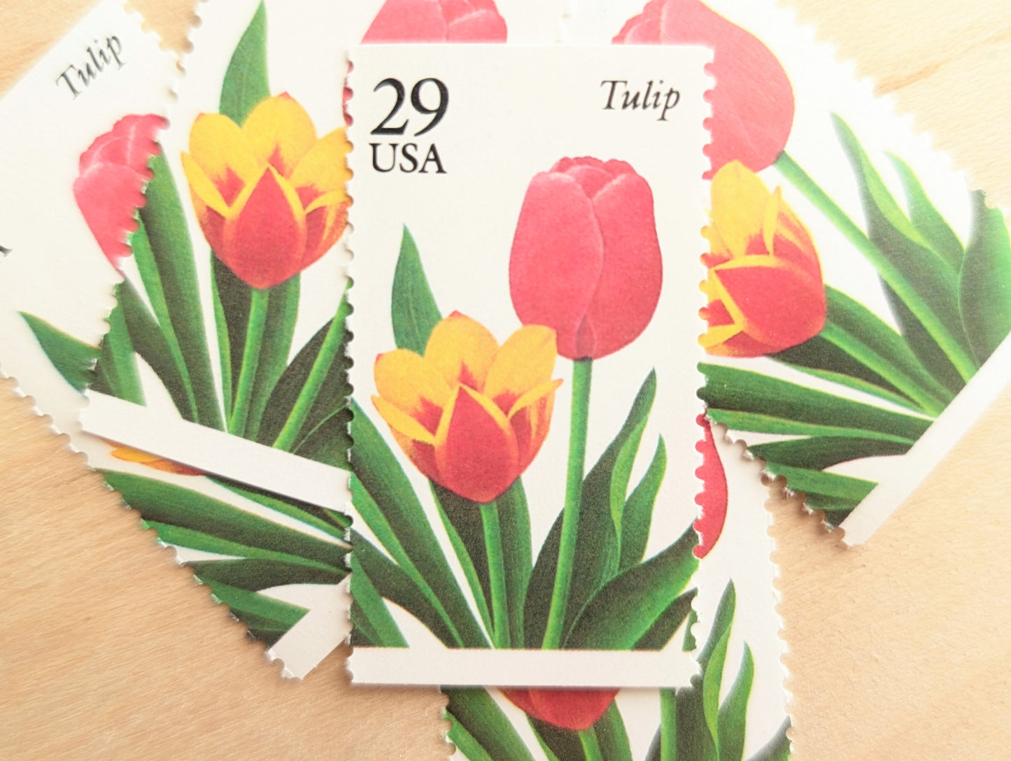 Tulip Stamps, Set of 5, Vintage Unused USPS 29 Cent Postage Stamps, Flower Stamps 1993, Gummed