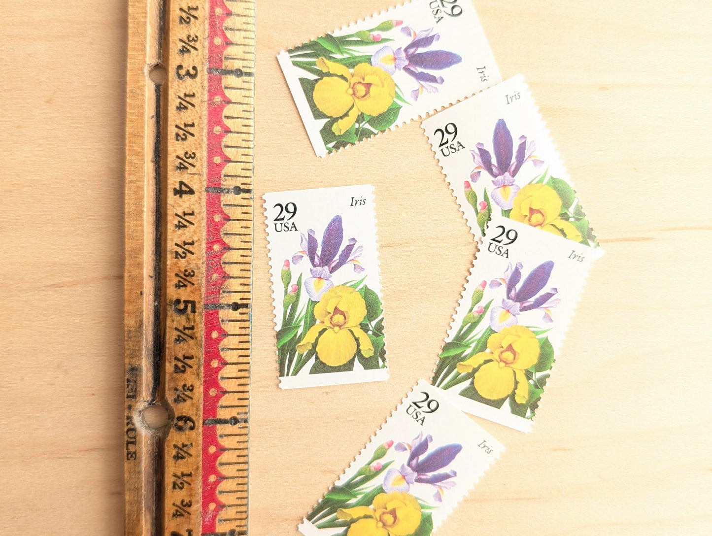 Iris Stamps, Set of 5, Vintage Unused USPS 29 Cent Postage Stamps, Flower Stamps 1993, Gummed