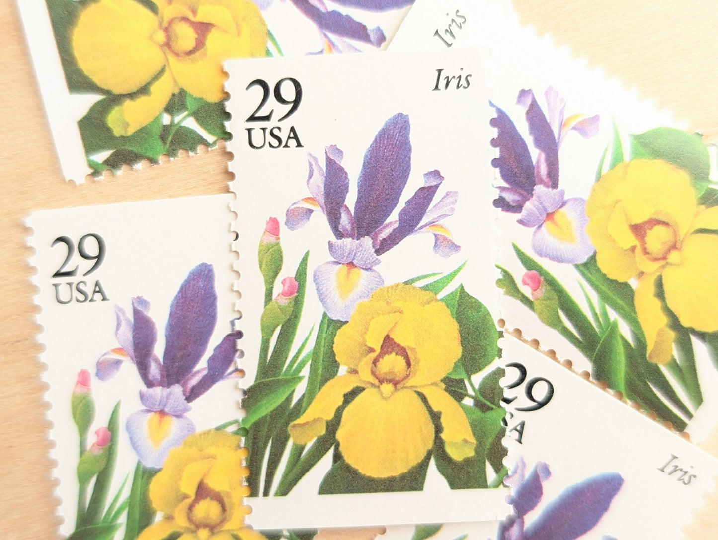 Iris Stamps, Set of 5, Vintage Unused USPS 29 Cent Postage Stamps, Flower Stamps 1993, Gummed
