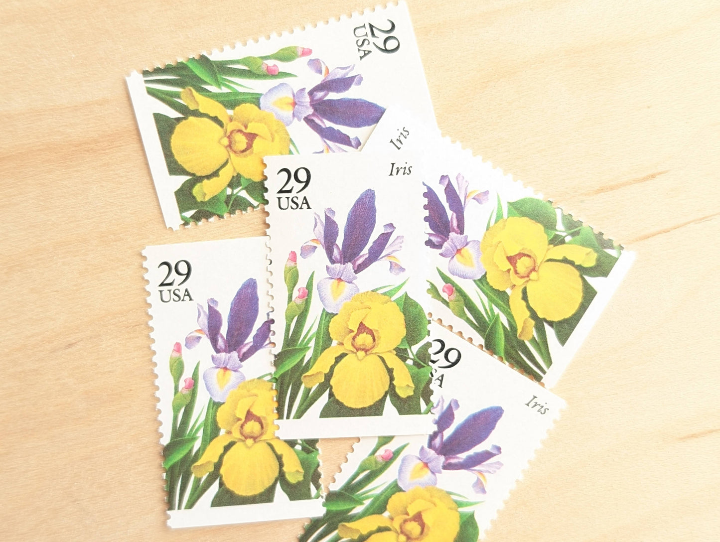 Iris Stamps, Set of 5, Vintage Unused USPS 29 Cent Postage Stamps, Flower Stamps 1993, Gummed