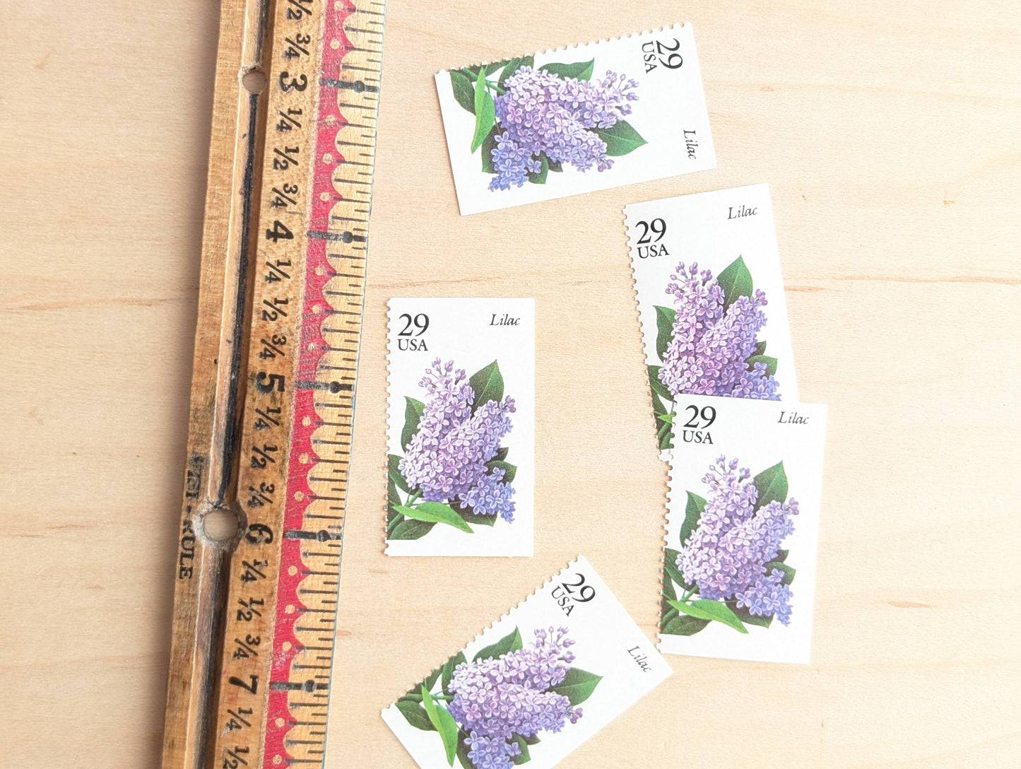 Lilac Stamps, Set of 5, Vintage Unused USPS 29 Cent Postage Stamps, Flower Stamps 1993, Gummed