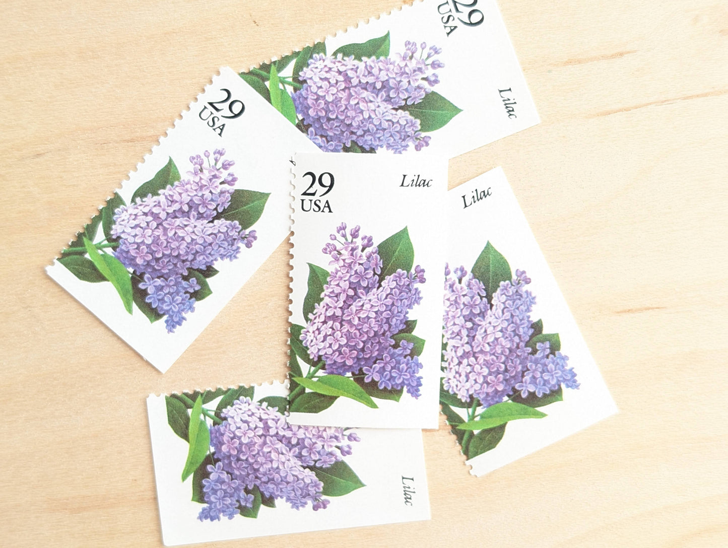 Lilac Stamps, Set of 5, Vintage Unused USPS 29 Cent Postage Stamps, Flower Stamps 1993, Gummed