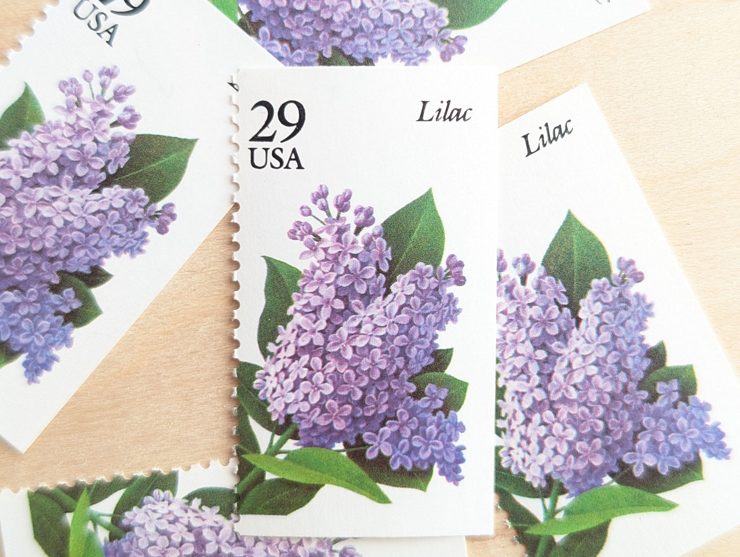 Lilac Stamps, Set of 5, Vintage Unused USPS 29 Cent Postage Stamps, Flower Stamps 1993, Gummed