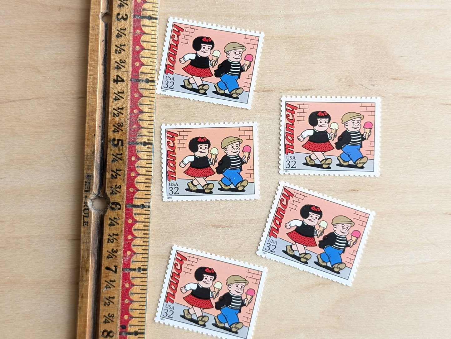 Nancy, Set of 5, Vintage Unused USPS 32 Cent Postage Stamps, Comic Strip Classics Series 1995, Gummed