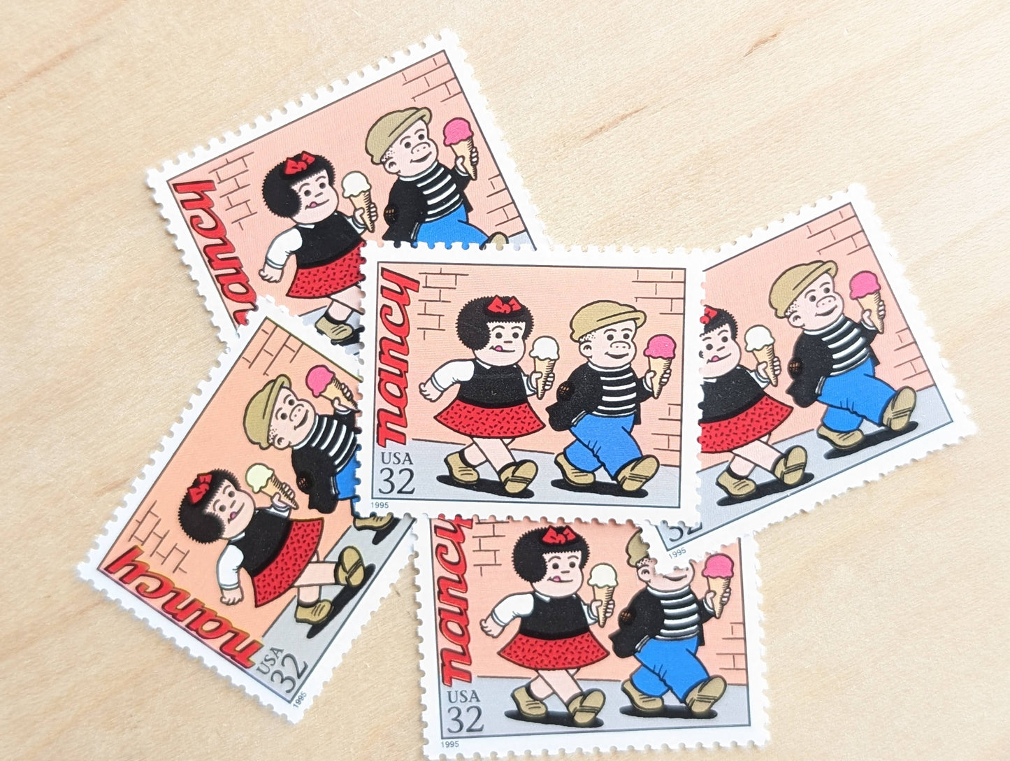Nancy, Set of 5, Vintage Unused USPS 32 Cent Postage Stamps, Comic Strip Classics Series 1995, Gummed