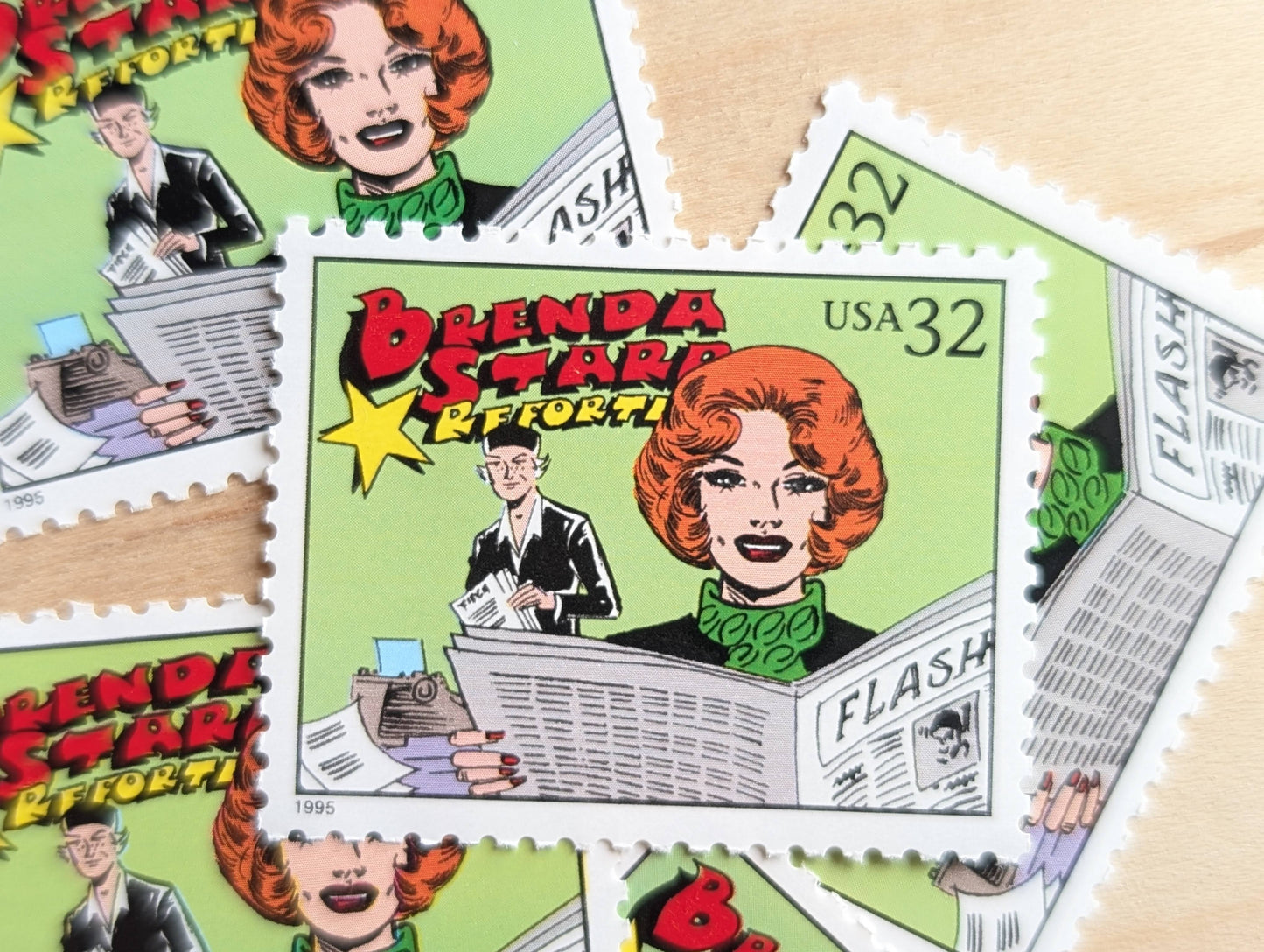 Brenda Starr, Set of 5, Vintage Unused USPS 32 Cent Postage Stamps, Comic Strip Classics Series 1995, Gummed