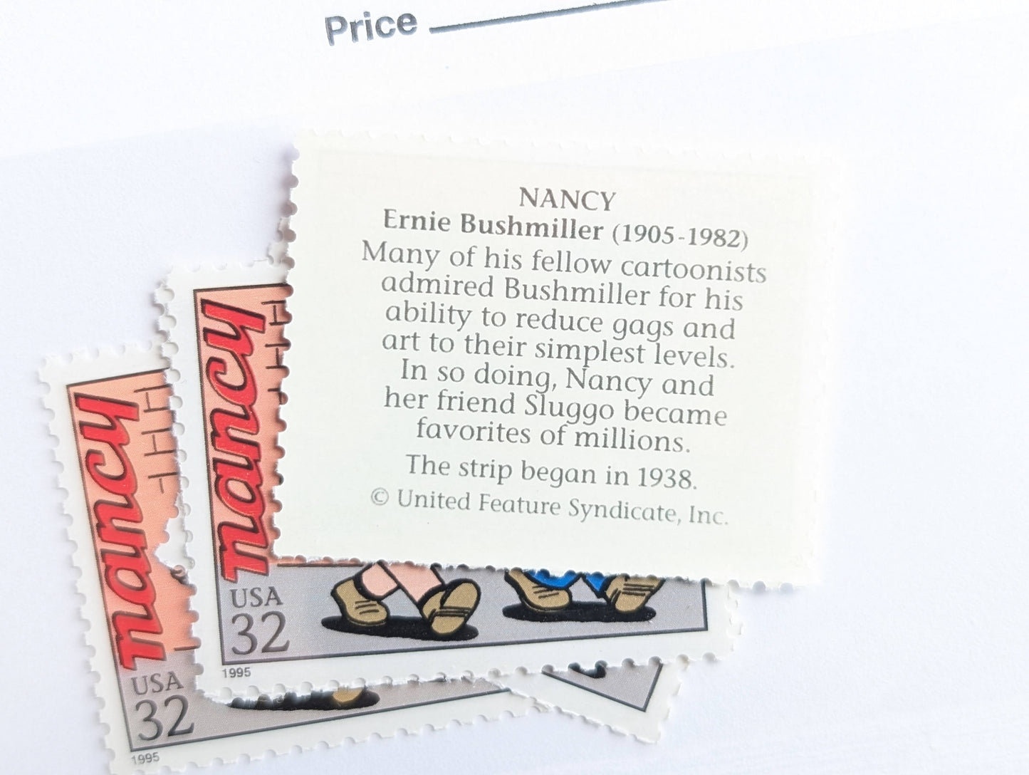 Nancy, Set of 5, Vintage Unused USPS 32 Cent Postage Stamps, Comic Strip Classics Series 1995, Gummed