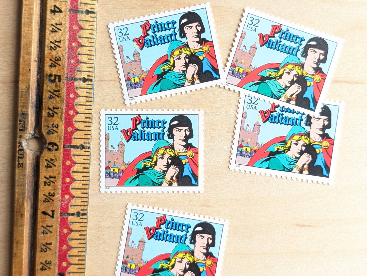 Prince Valiant, Set of 5, Vintage Unused USPS 32 Cent Postage Stamps, Comic Strip Classics Series 1995, Gummed