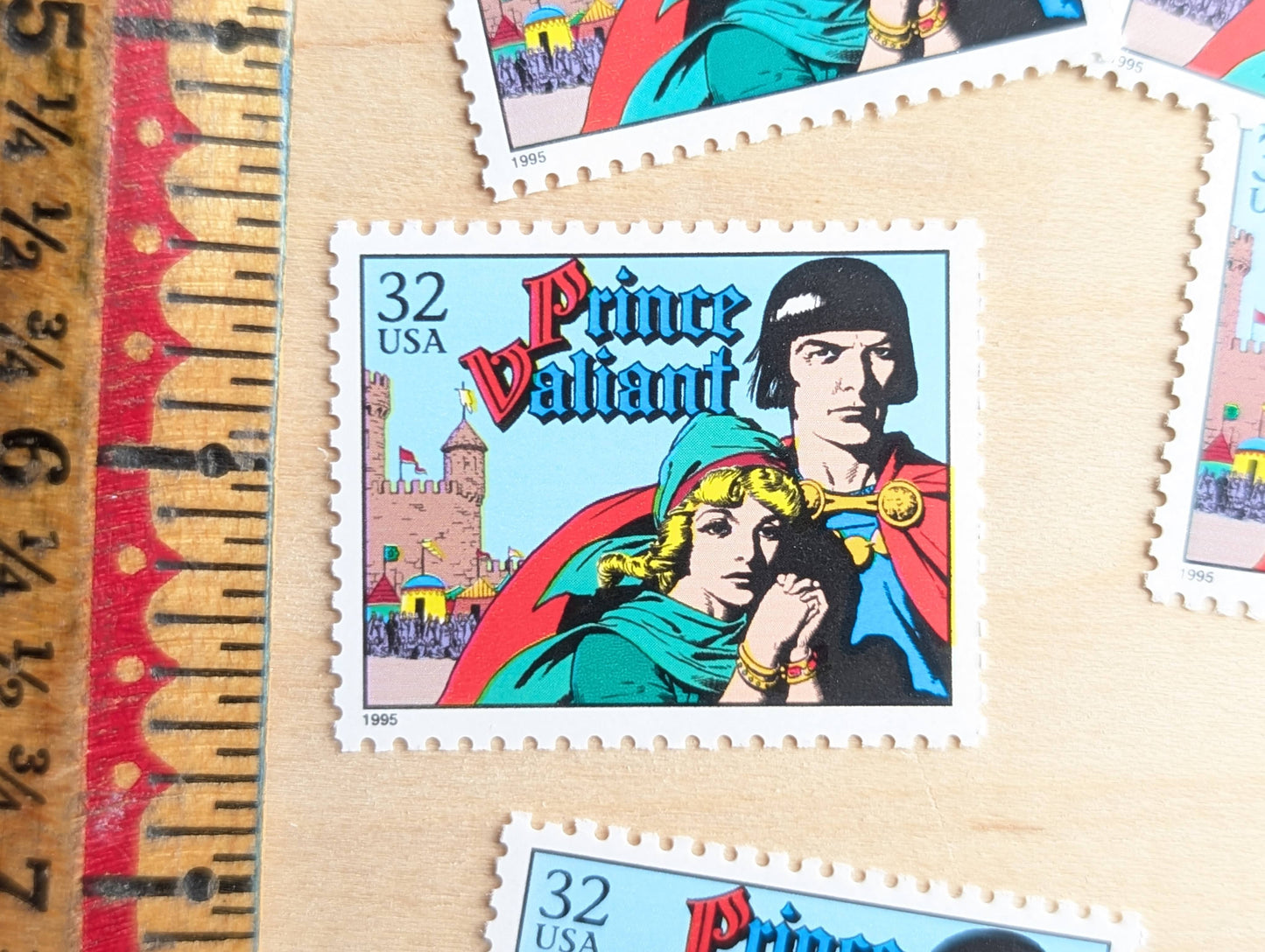 Prince Valiant, Set of 5, Vintage Unused USPS 32 Cent Postage Stamps, Comic Strip Classics Series 1995, Gummed