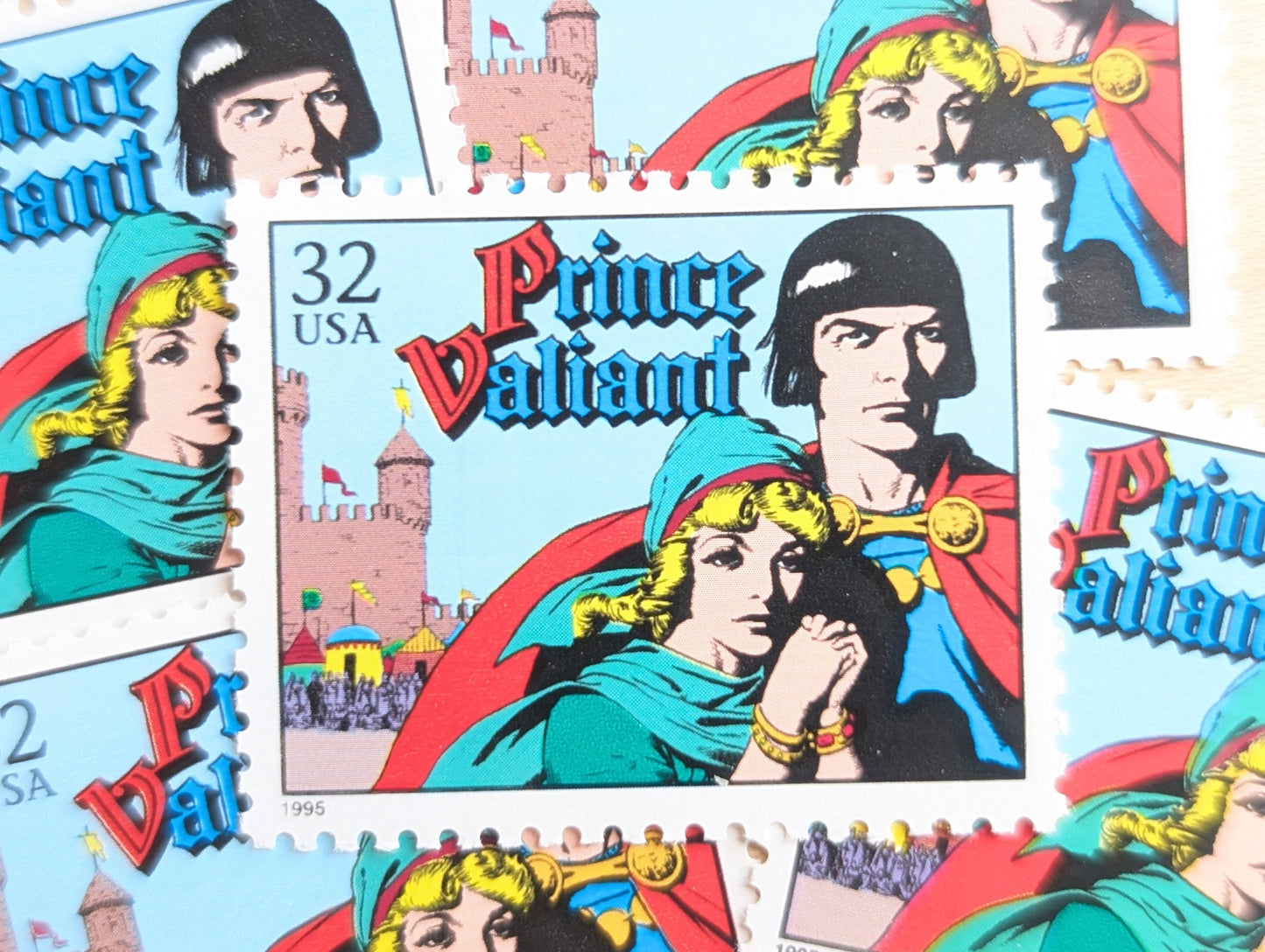 Prince Valiant, Set of 5, Vintage Unused USPS 32 Cent Postage Stamps, Comic Strip Classics Series 1995, Gummed