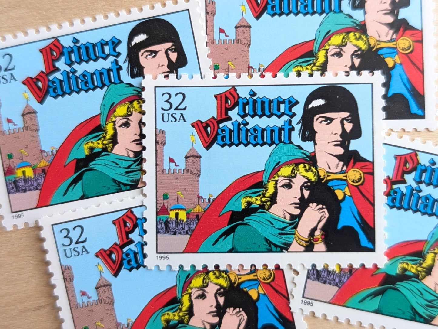 Prince Valiant, Set of 5, Vintage Unused USPS 32 Cent Postage Stamps, Comic Strip Classics Series 1995, Gummed