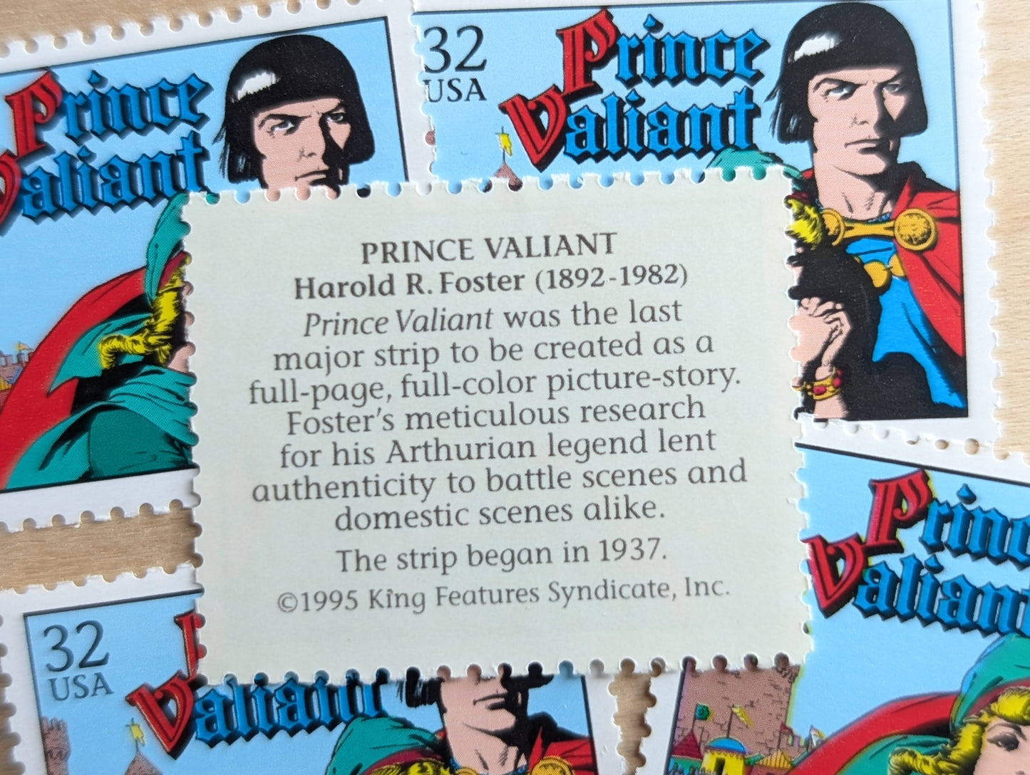 Prince Valiant, Set of 5, Vintage Unused USPS 32 Cent Postage Stamps, Comic Strip Classics Series 1995, Gummed