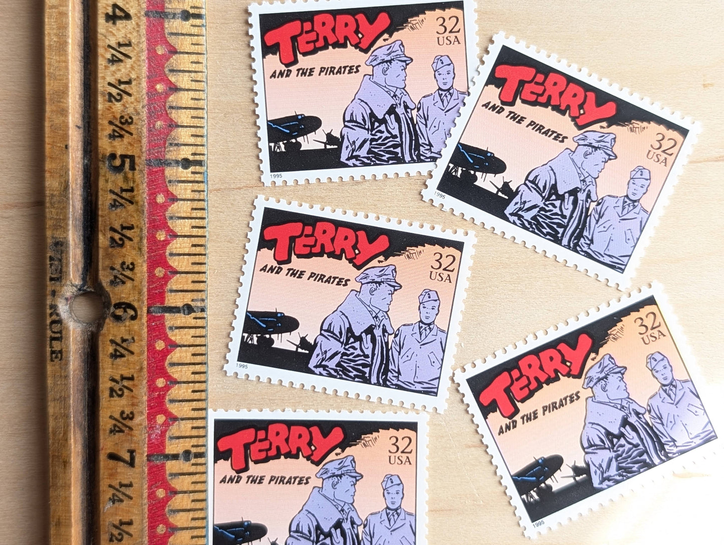 Terry And The Pirates, Set of 5, Vintage Unused USPS 32 Cent Postage Stamps, Comic Strip Classics Series 1995, Gummed