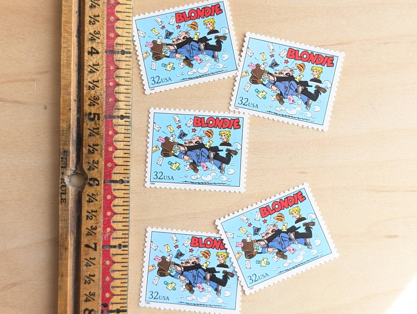 Blondie, Set of 5, Vintage Unused USPS 32 Cent Postage Stamps, Comic Strip Classics Series 1995, Gummed